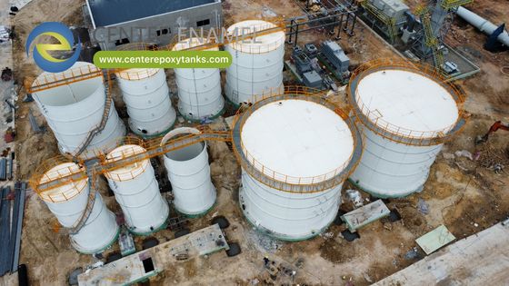 प्रवाह धारण के लिए एपॉक्सी लेपित स्टील बोल्टेड टैंक: उपचारित अपशिष्ट जल को अस्थायी रूप से संग्रहीत करता है