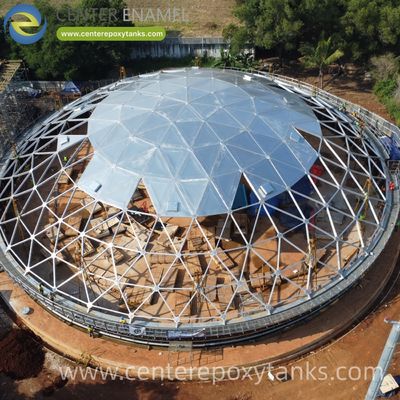 कच्चे पानी की टंकी के लिए एल्यूमीनियम जियोडेसिक गुंबद: शैवाल के विकास को रोकता है और उपचार प्रक्रिया से पहले पानी की शुद्धता बनाए रखता है