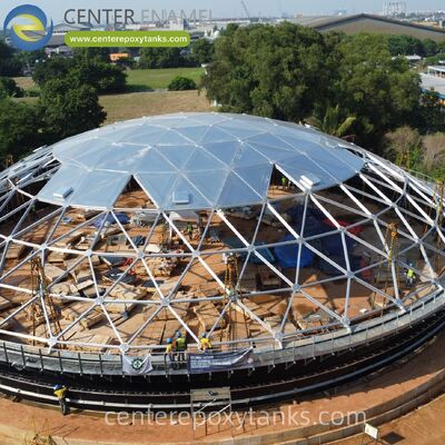 वेल्डेड स्टेनलेस स्टील तेल भंडारण टैंकों के लिए एल्यूमीनियम गुंबद छतः उत्पाद हानि को नाटकीय रूप से कम करता है और बड़े पैमाने पर भंडारण के लिए रखरखाव मुक्त कवर प्रदान करता है